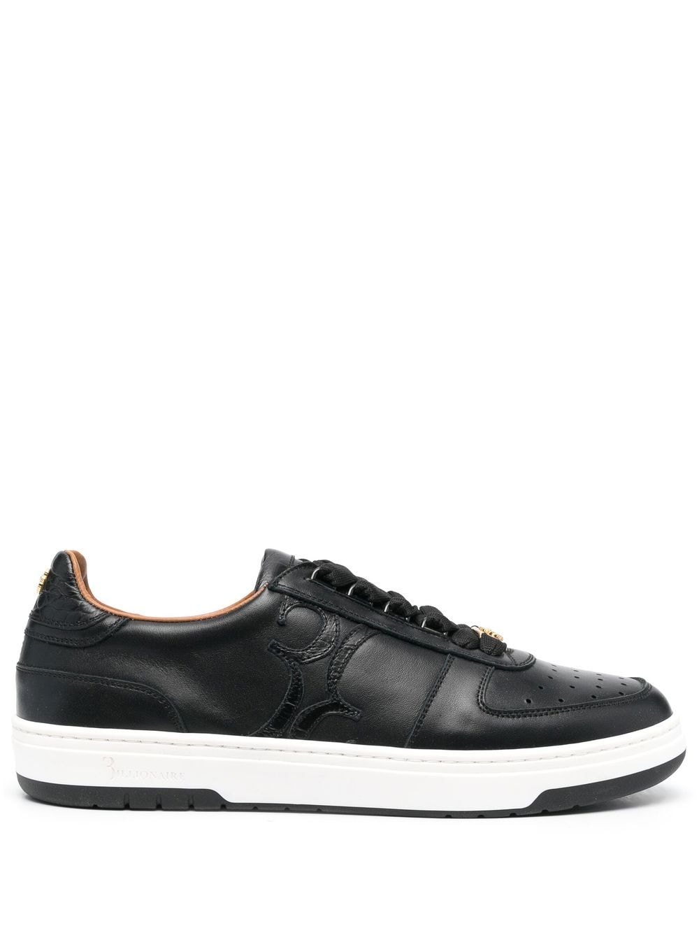 Billionaire logo-detail leather sneakers - Black von Billionaire