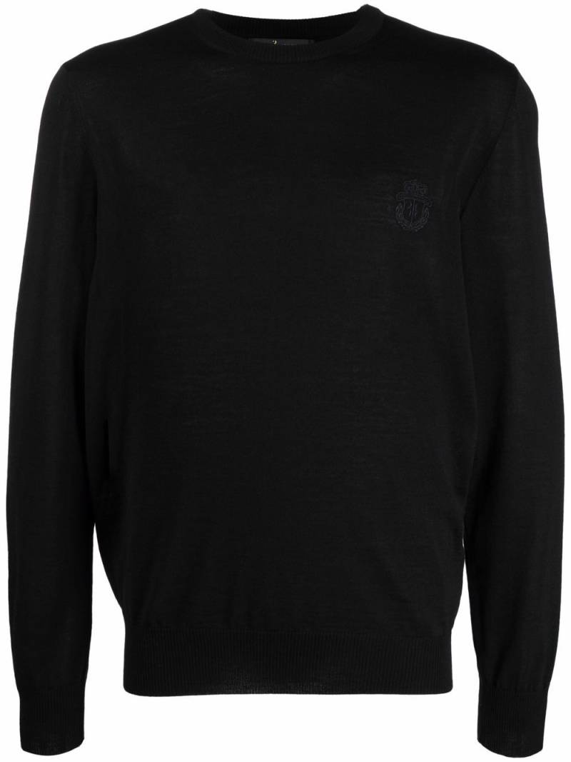 Billionaire logo embossed crew neck jumper - Black von Billionaire