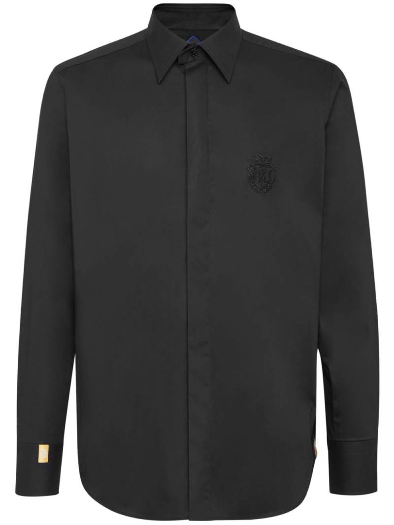 Billionaire logo-embroidered button-up shirt - Black von Billionaire