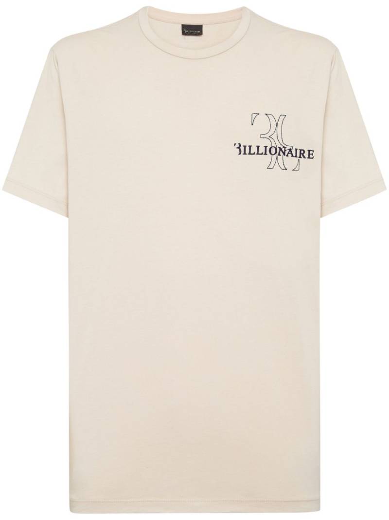 Billionaire logo-embroidered cotton T-shirt - Neutrals von Billionaire