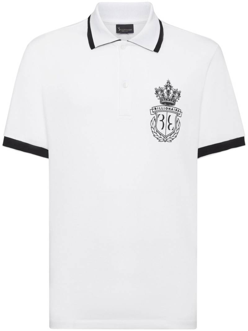 Billionaire logo-embroidered cotton polo shirt - White von Billionaire