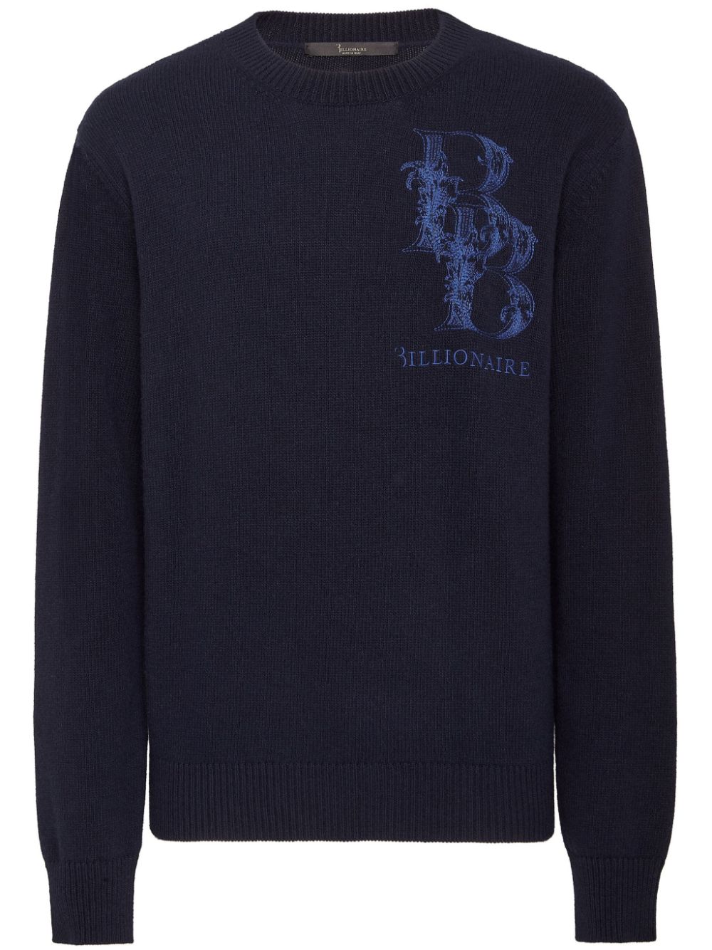 Billionaire logo-embroidered crew-neck jumper - Blue von Billionaire