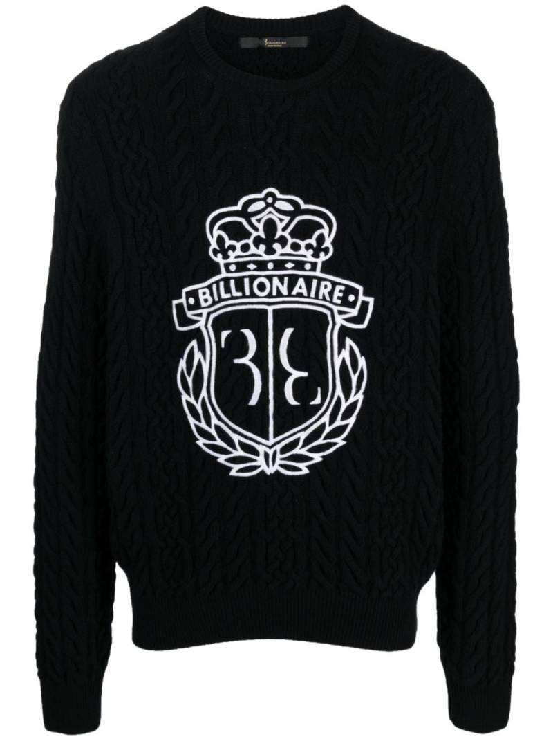 Billionaire logo-embroidered knitted jumper - Black von Billionaire