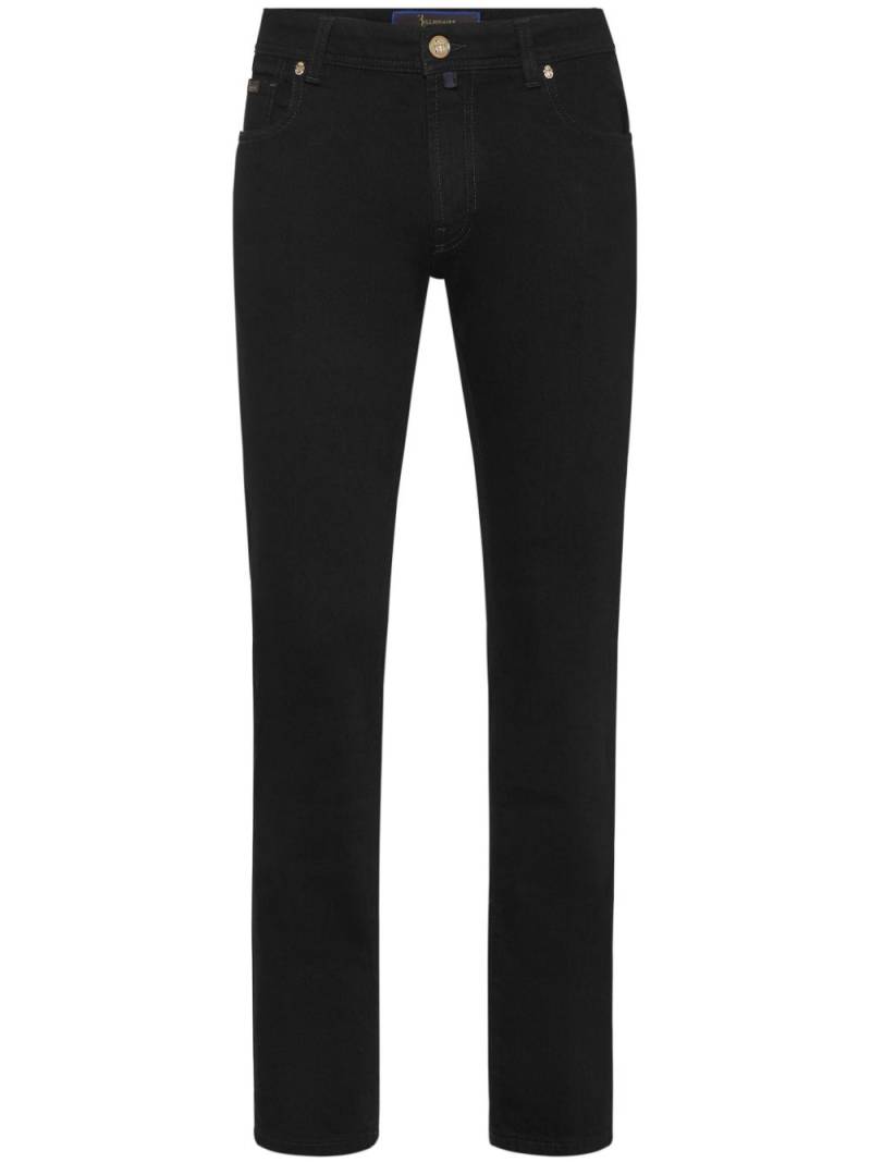 Billionaire logo-embroidered straight-leg jeans - Black von Billionaire