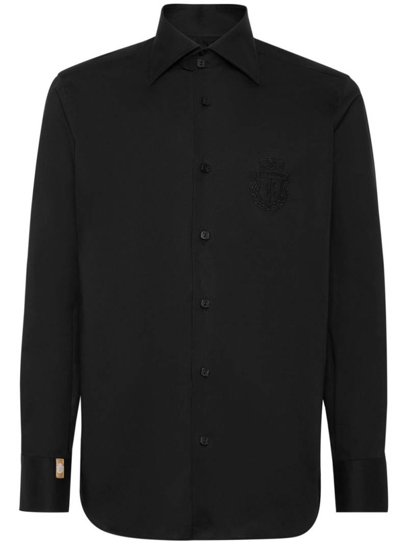 Billionaire logo-embroidered stretch-cotton shirt - Black von Billionaire