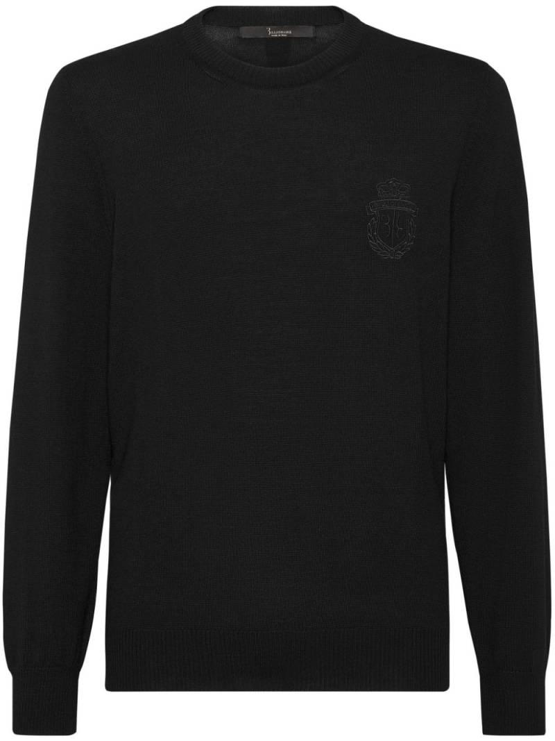 Billionaire logo-embroidered wool jumper - Black von Billionaire