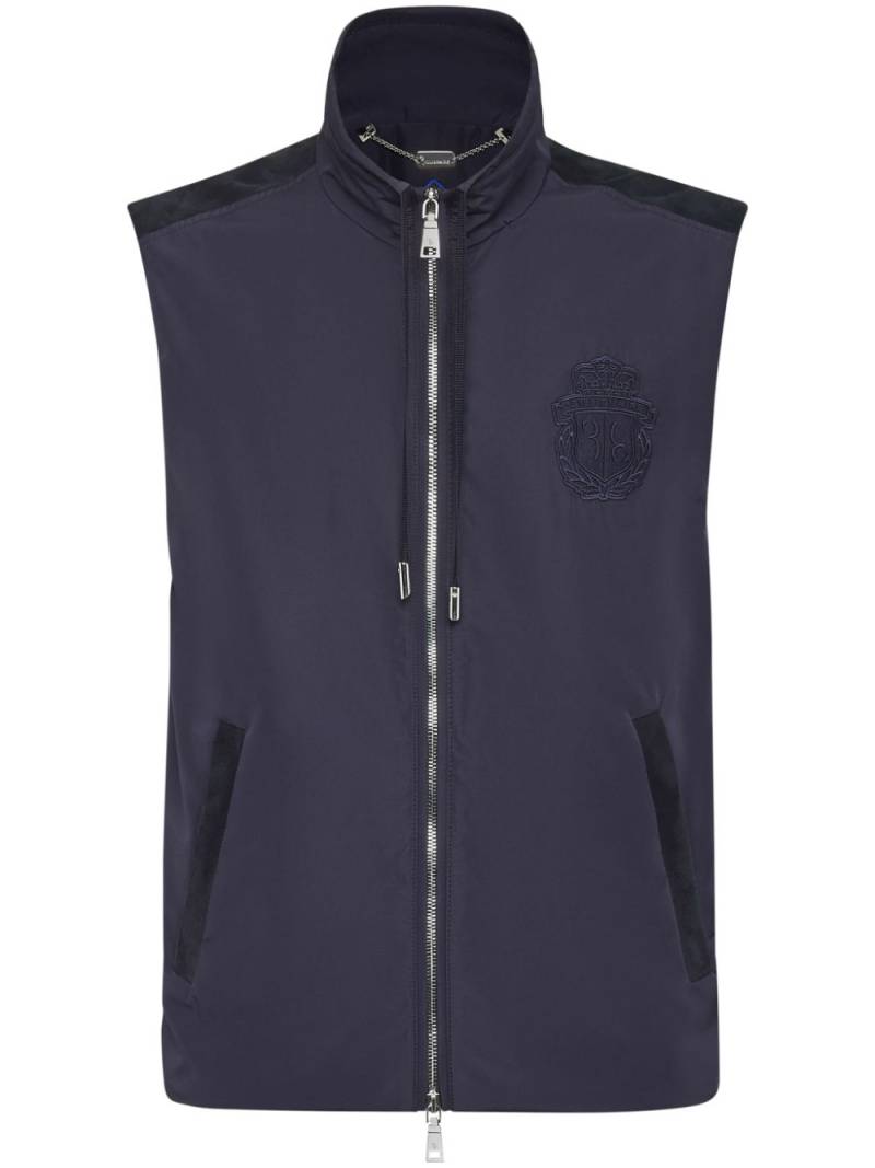 Billionaire logo-embroidered zip-up gilet - Blue von Billionaire