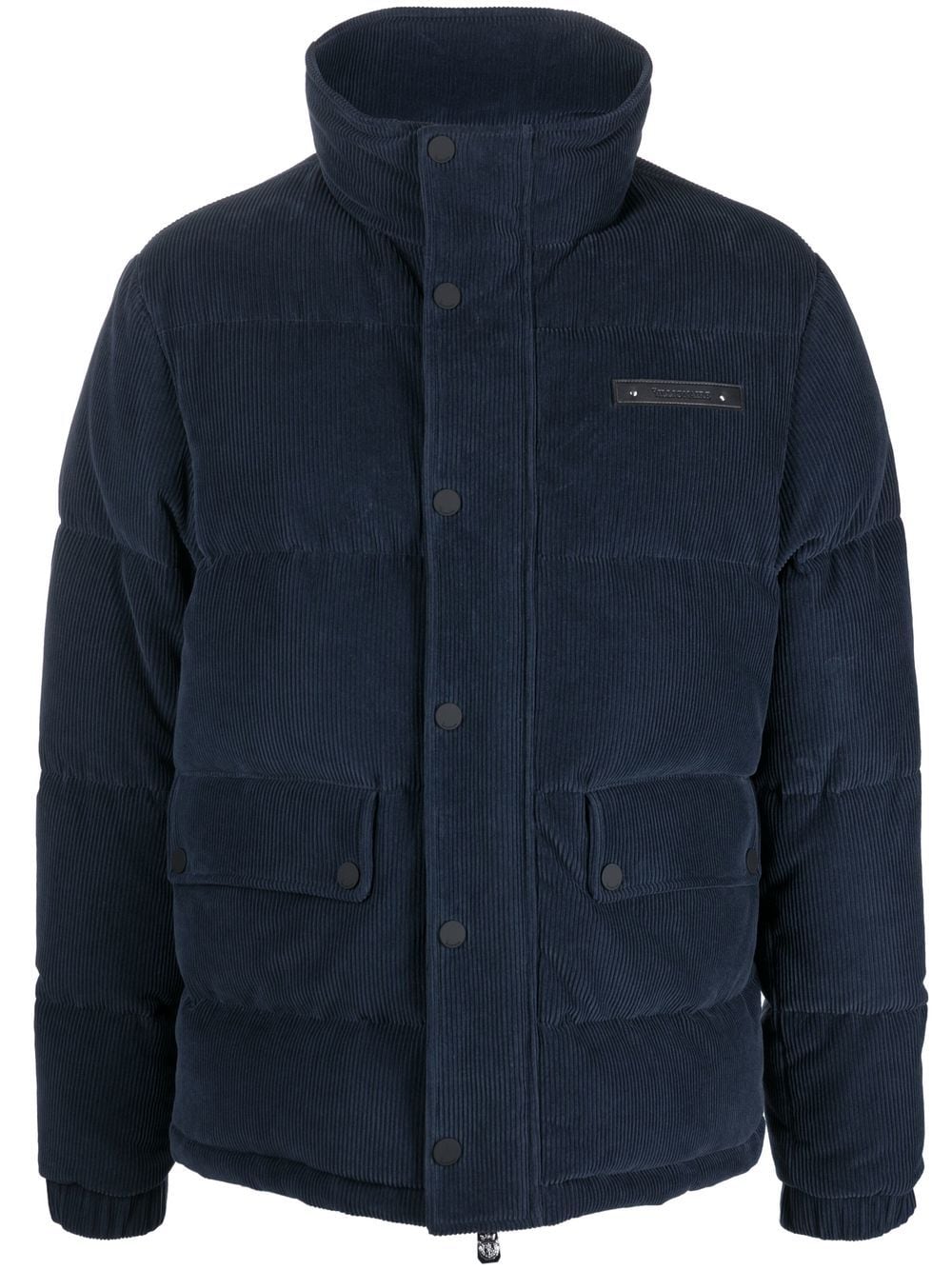 Billionaire logo-patch corduroy padded jacket - Blue von Billionaire