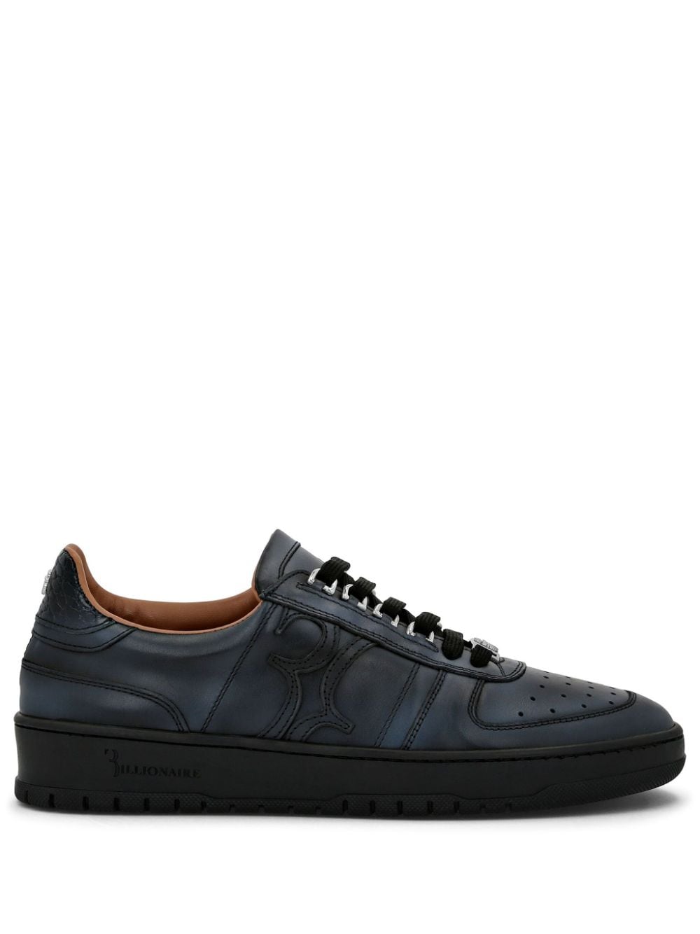 Billionaire logo-patch leather sneakers - Black von Billionaire