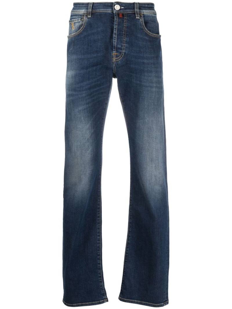 Billionaire logo-patch straight-leg denim jeans - Blue von Billionaire