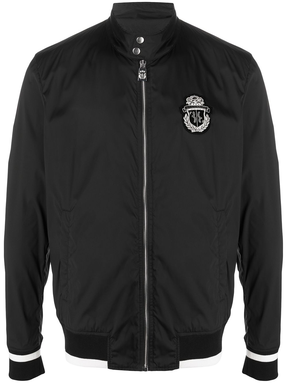 Billionaire logo-patch zip-up bomber jacket - Black von Billionaire