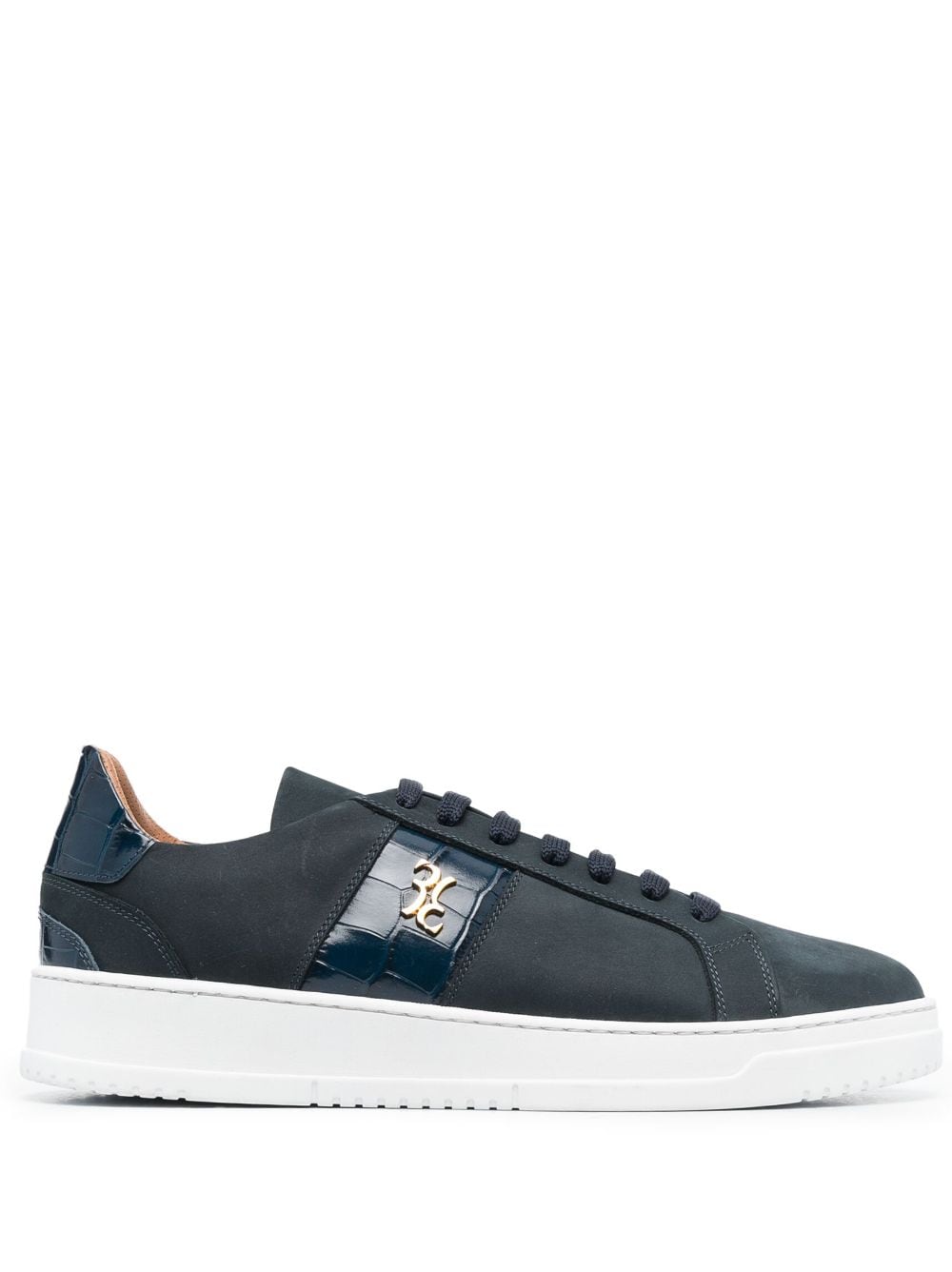 Billionaire logo-plaque leather low-top sneakers - Blue von Billionaire