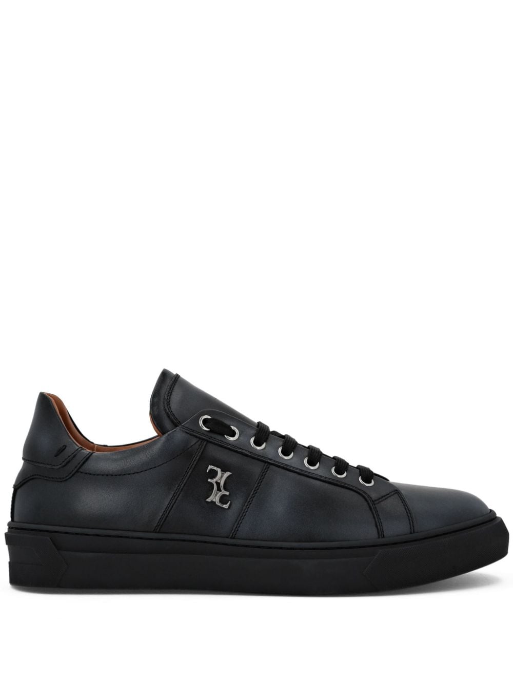 Billionaire logo-plaque leather sneakers - Black von Billionaire