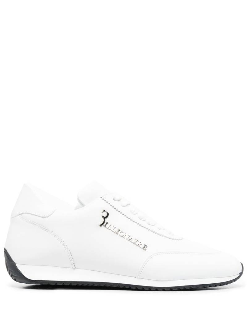 Billionaire logo-plaque leather sneakers - White von Billionaire