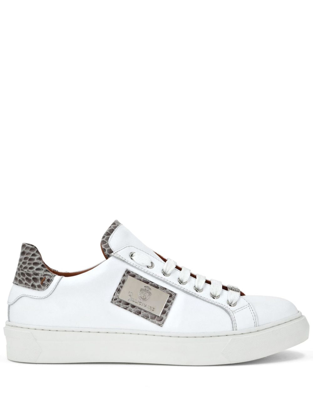 Billionaire logo-plaque leather sneakers - White von Billionaire