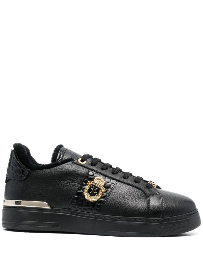 Billionaire logo-plaque low-top leather sneakers - Black von Billionaire