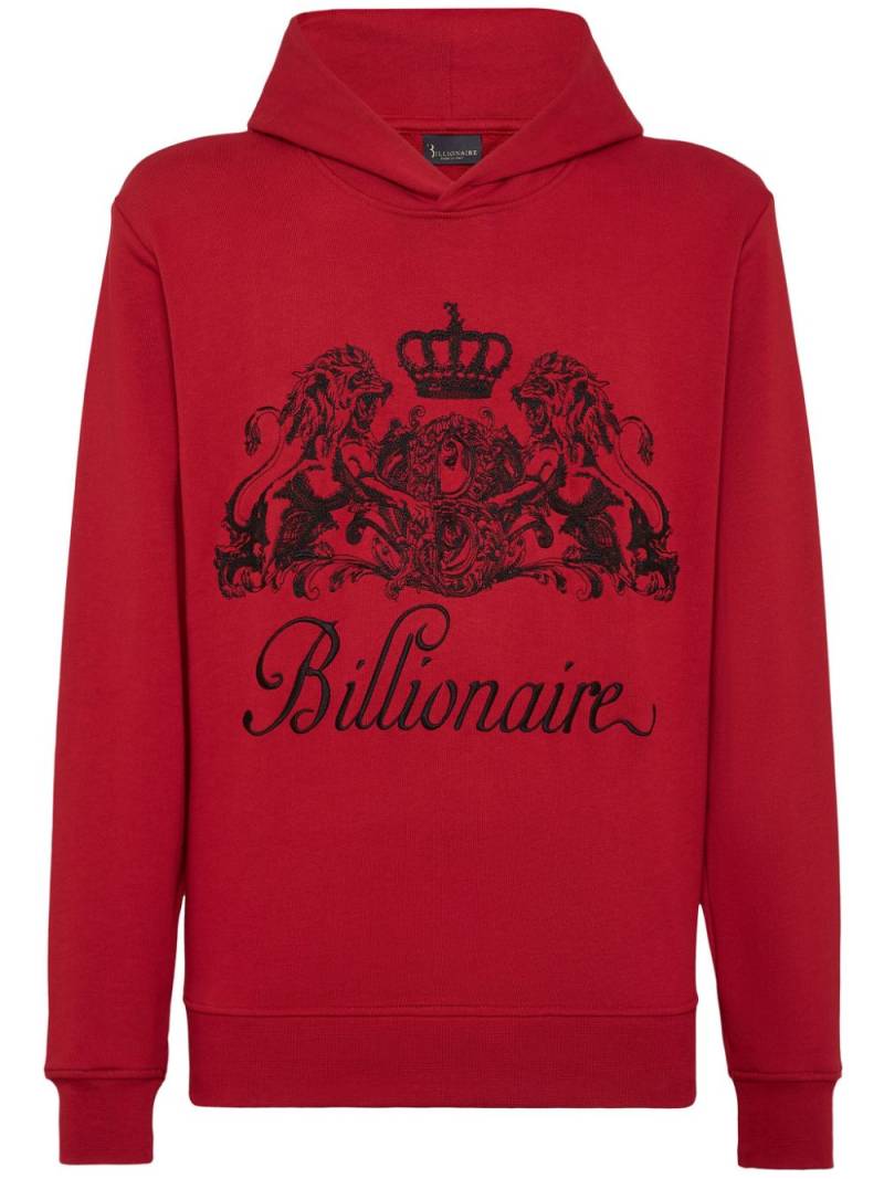 Billionaire logo-print cotton hoodie - Red von Billionaire