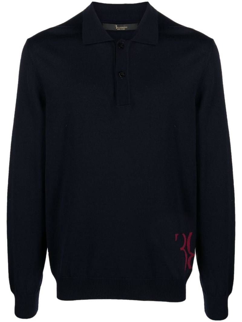 Billionaire merino-blend polo jumper - Blue von Billionaire