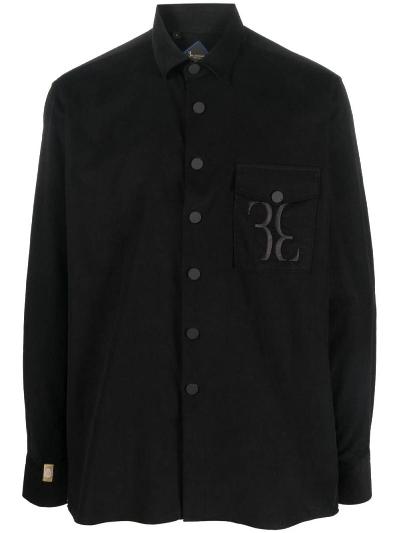 Billionaire monogram-embroidered cotton-corduroy shirt - Black von Billionaire