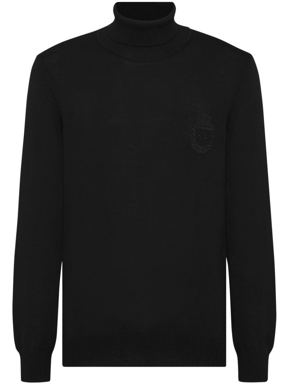 Billionaire monogram-embroidered knitted tutleneck - Black von Billionaire