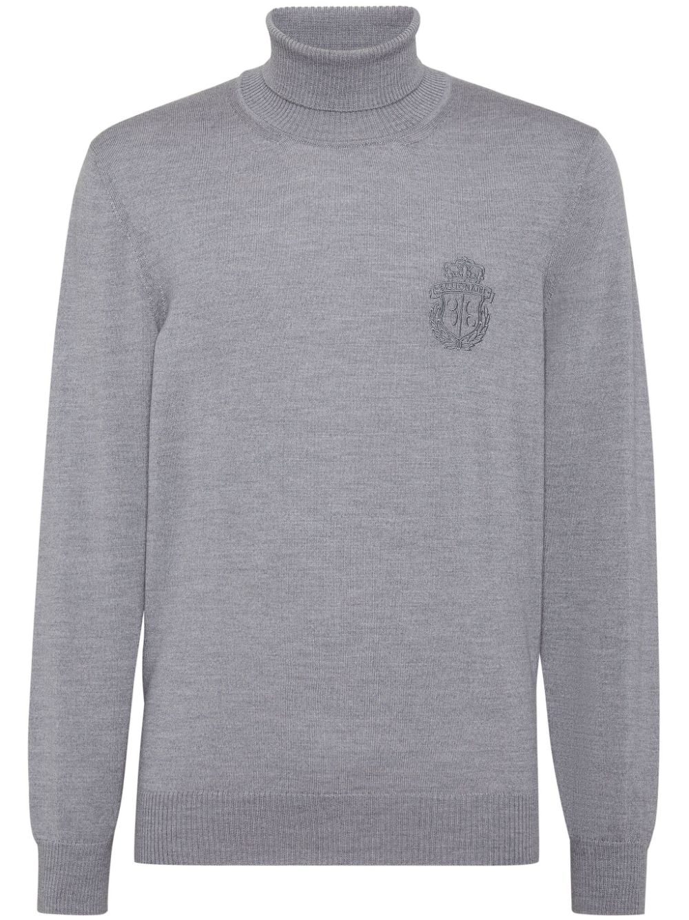 Billionaire monogram-embroidered knitted tutleneck - Grey von Billionaire