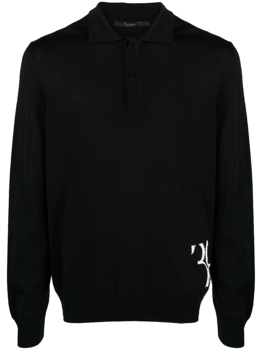 Billionaire merino-blend polo jumper - Black von Billionaire