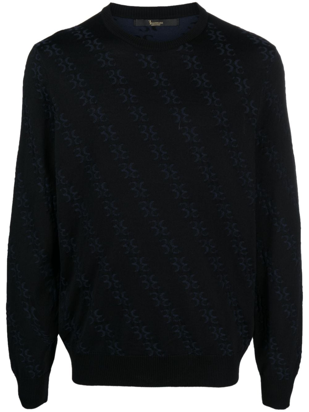 Billionaire monogram-jacquard knitted jumper - Black von Billionaire