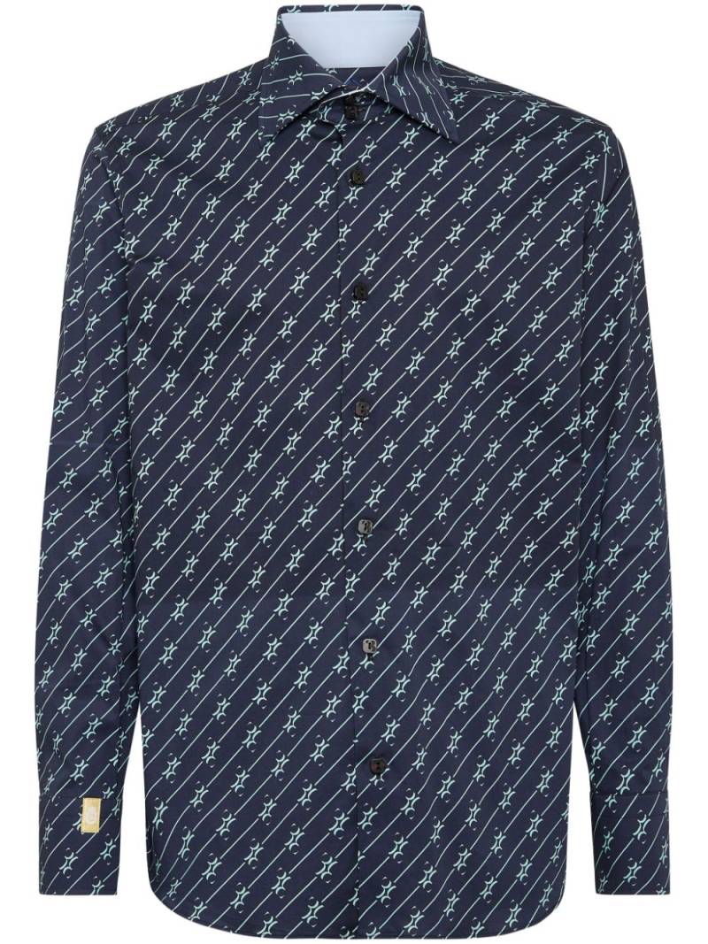 Billionaire monogram-pattern cotton shirt - Blue von Billionaire