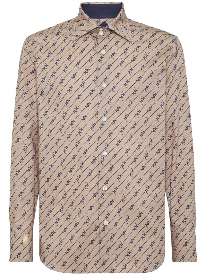 Billionaire monogram-pattern cotton shirt - Neutrals von Billionaire