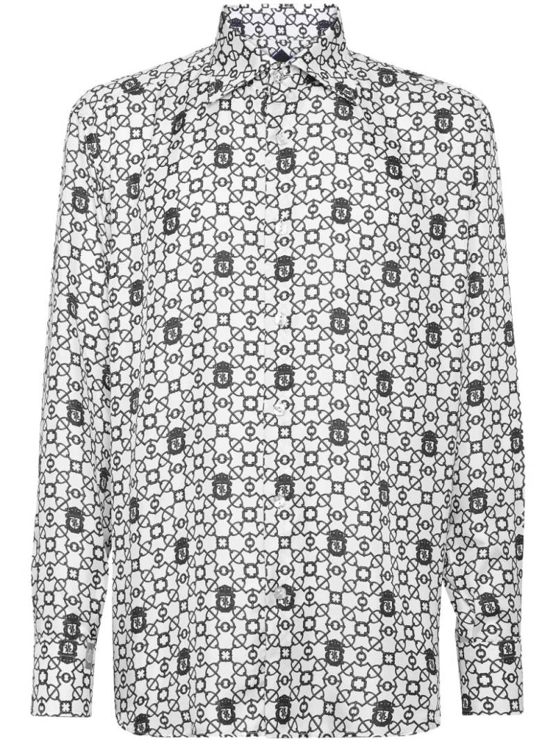 Billionaire monogram silk shirt - White von Billionaire