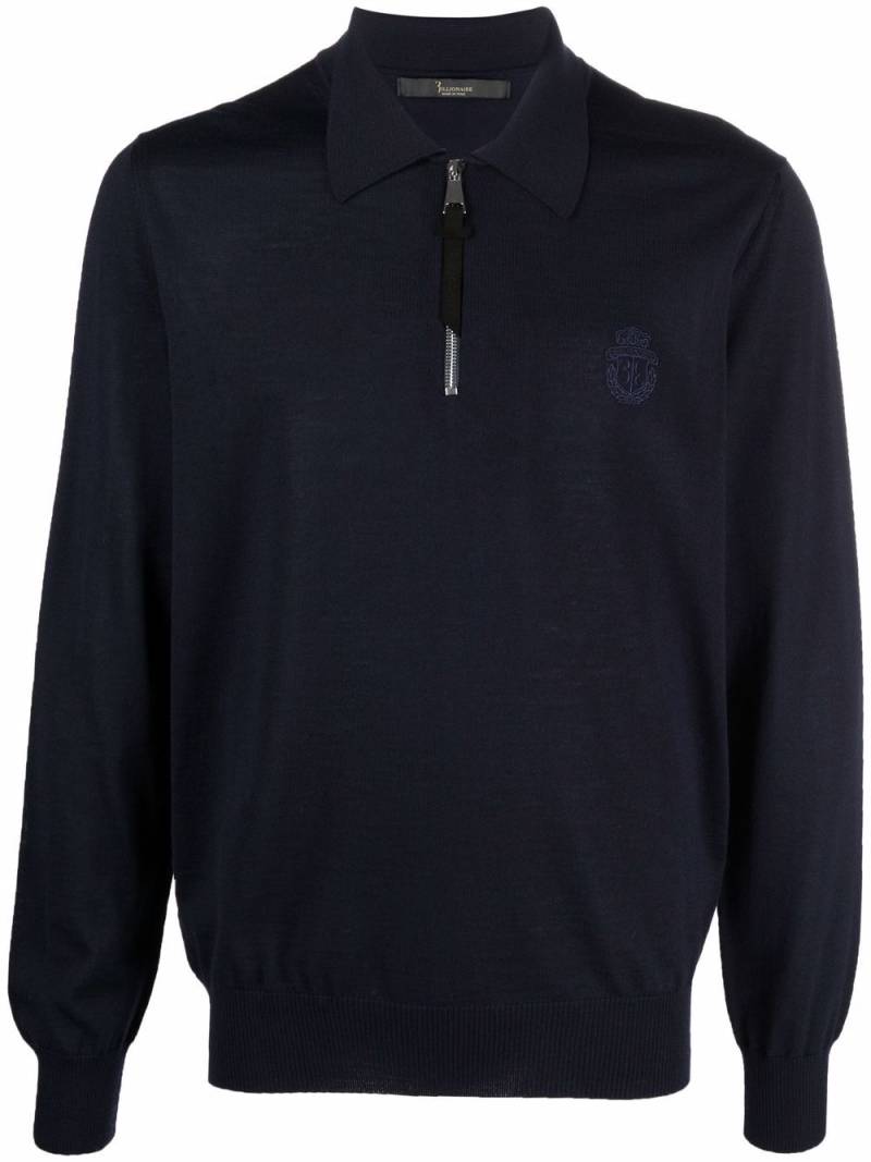 Billionaire pullover polo zip jumper - Blue von Billionaire