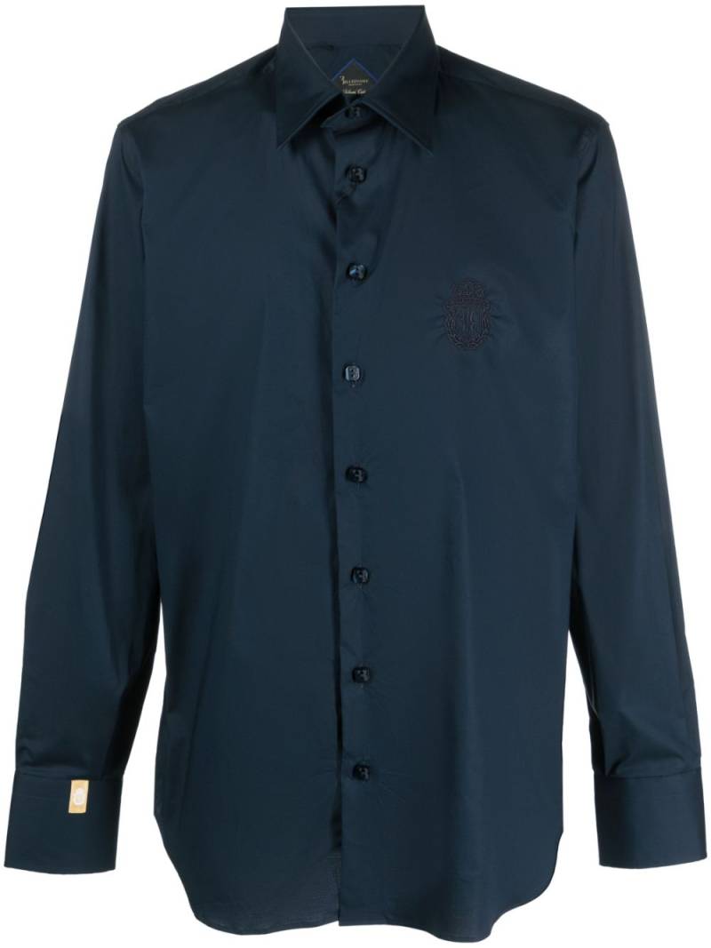 Billionaire slim-cut logo-embroidered shirt - Blue von Billionaire