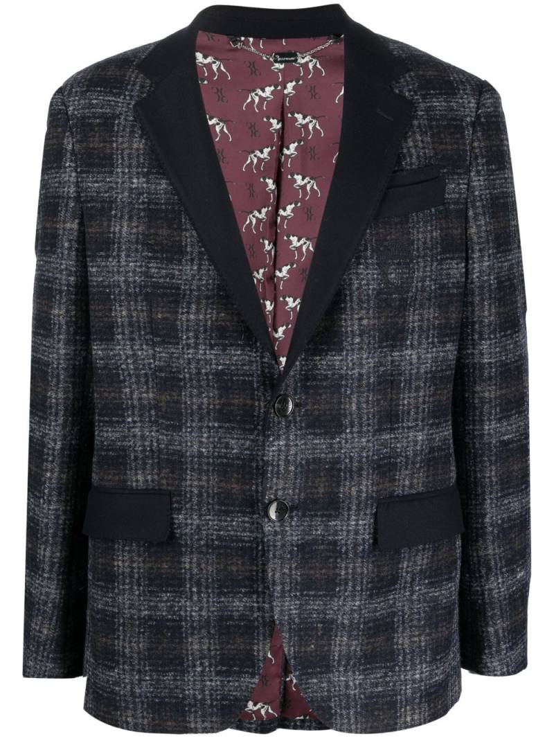 Billionaire tartan-check single-breasted blazer - Blue von Billionaire