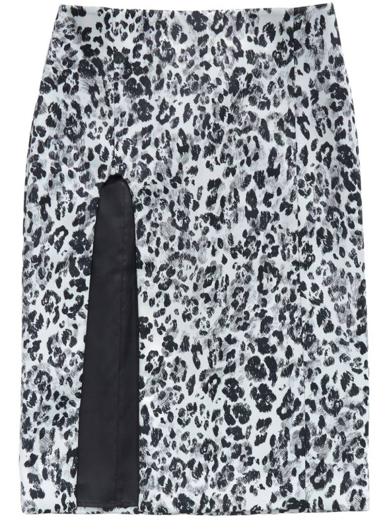 Bimba y Lola Leolapiz-print slit midi skirt - White von Bimba y Lola