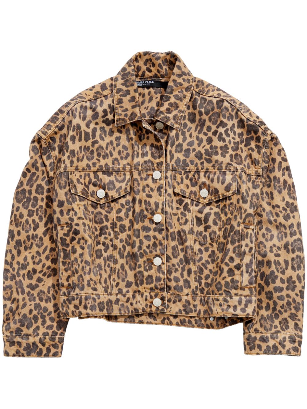 Bimba y Lola Leopard-print oversize denim jacket - Brown von Bimba y Lola