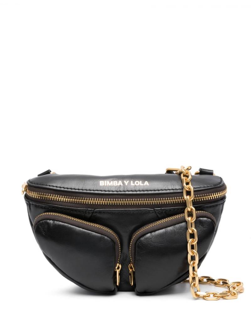 Bimba y Lola XS Pocket leather belt bag - Black von Bimba y Lola