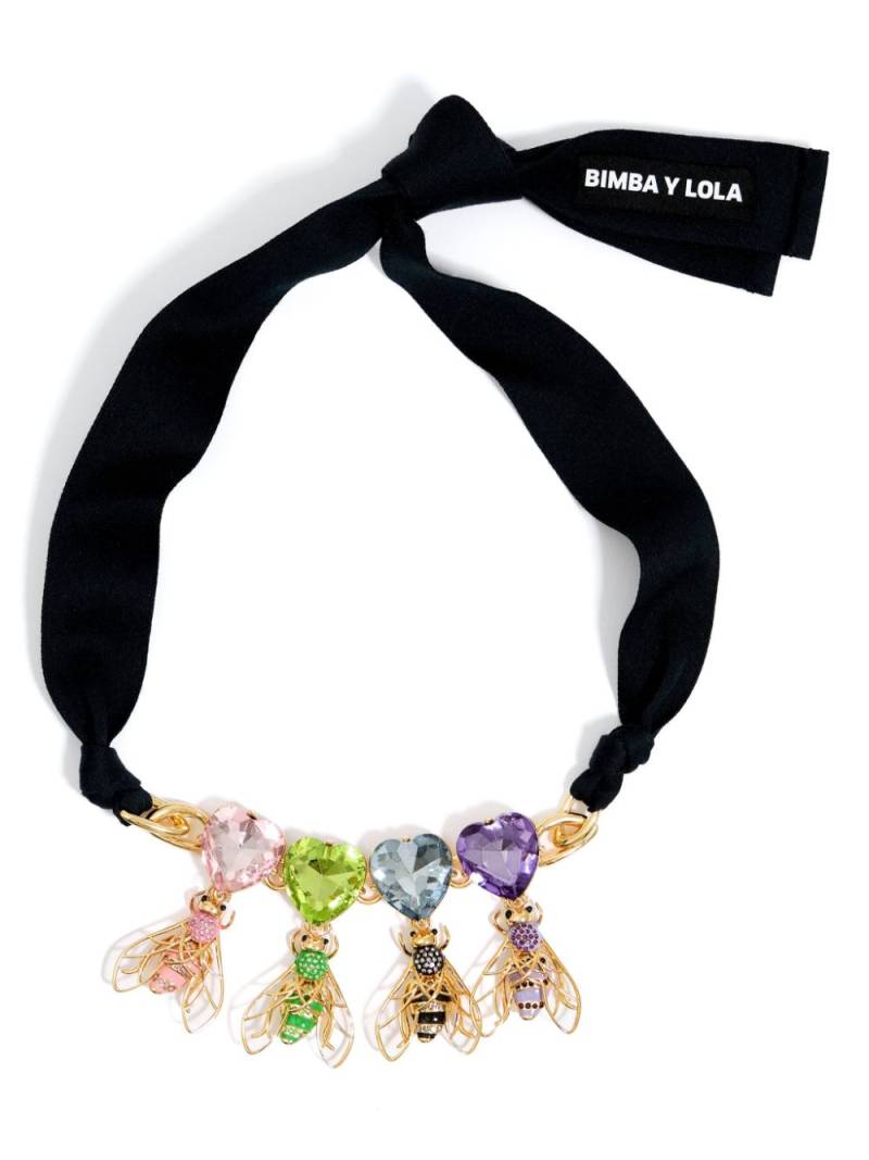 Bimba y Lola bee-pendant crystal-embellished necklace - Black von Bimba y Lola