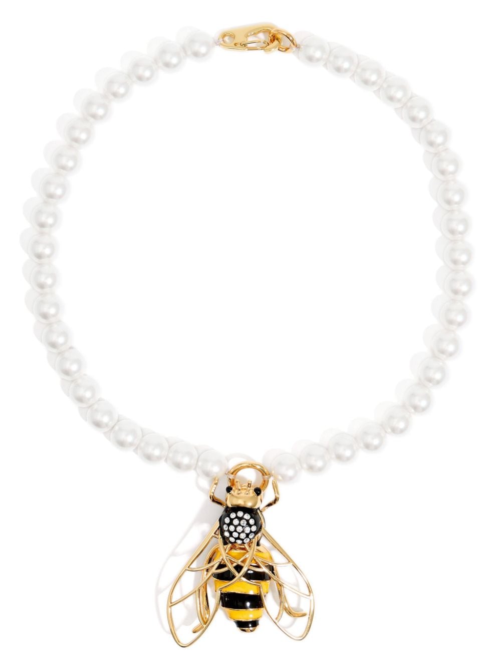 Bimba y Lola bee-pendant pearl necklace - White von Bimba y Lola