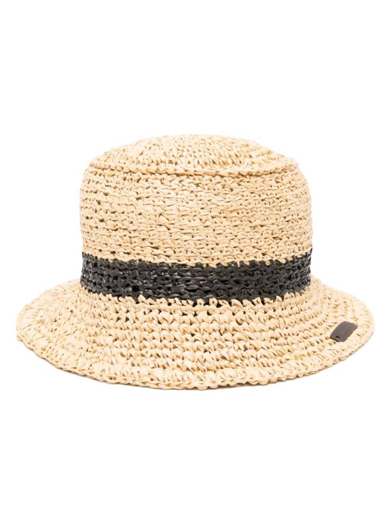 Bimba y Lola contarsting-trim raffia bucket hat - Neutrals von Bimba y Lola