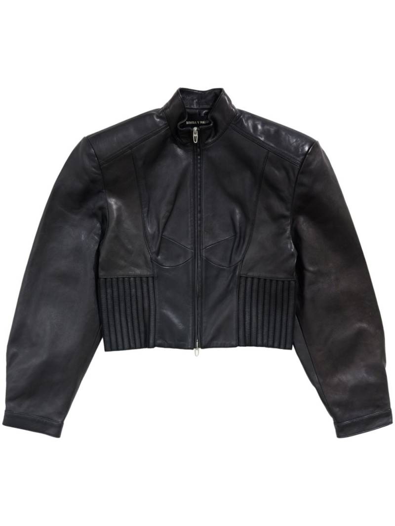 Bimba y Lola cropped leather jacket - Black von Bimba y Lola