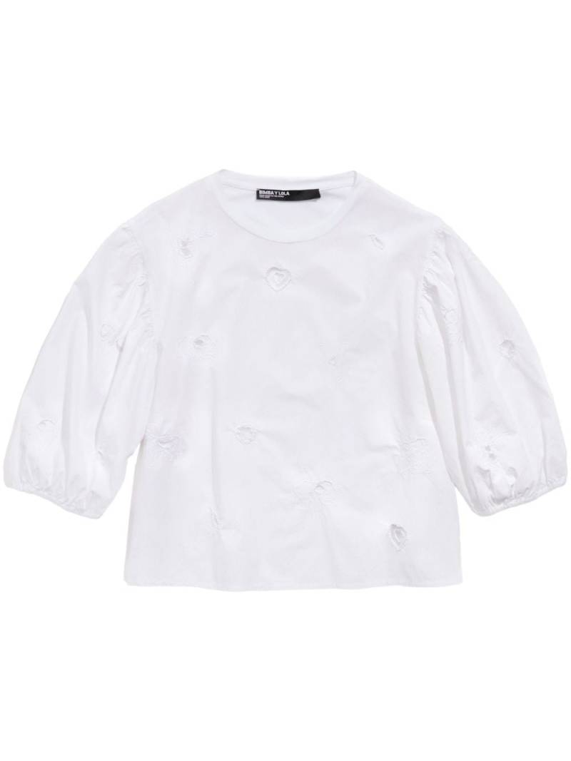 Bimba y Lola embroidered cotton blouse - White von Bimba y Lola