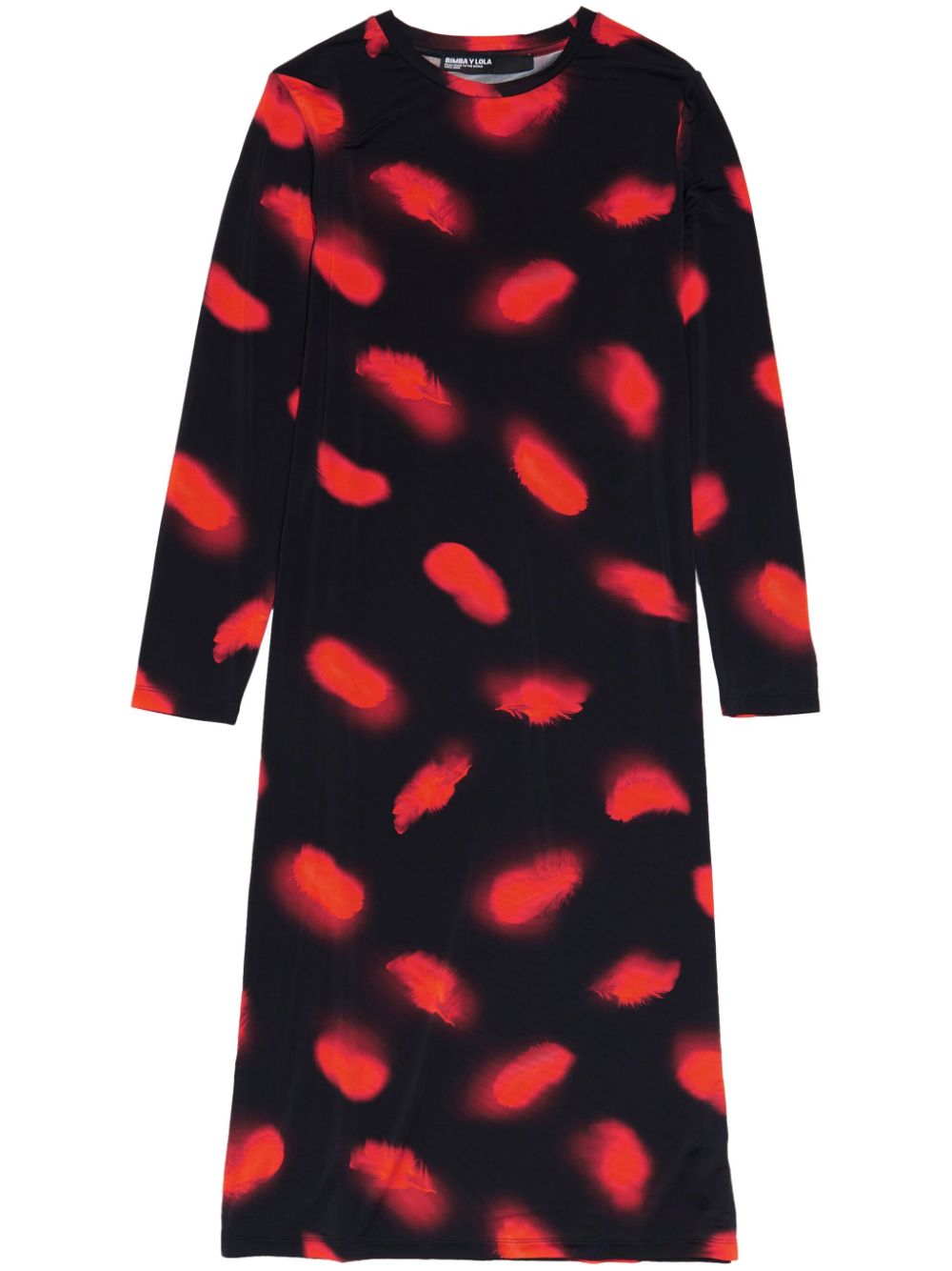 Bimba y Lola feather-print midi dress - Black von Bimba y Lola