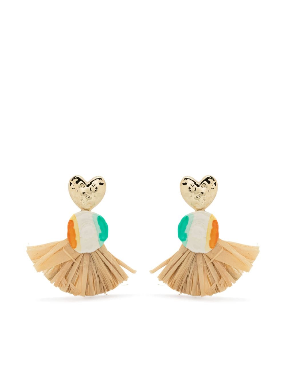 Bimba y Lola heart-motif fringed earrings - Neutrals von Bimba y Lola