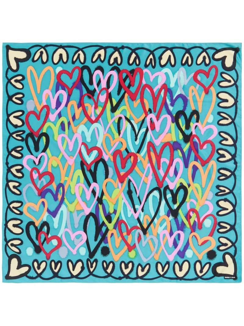 Bimba y Lola heart-print scarf - Blue von Bimba y Lola