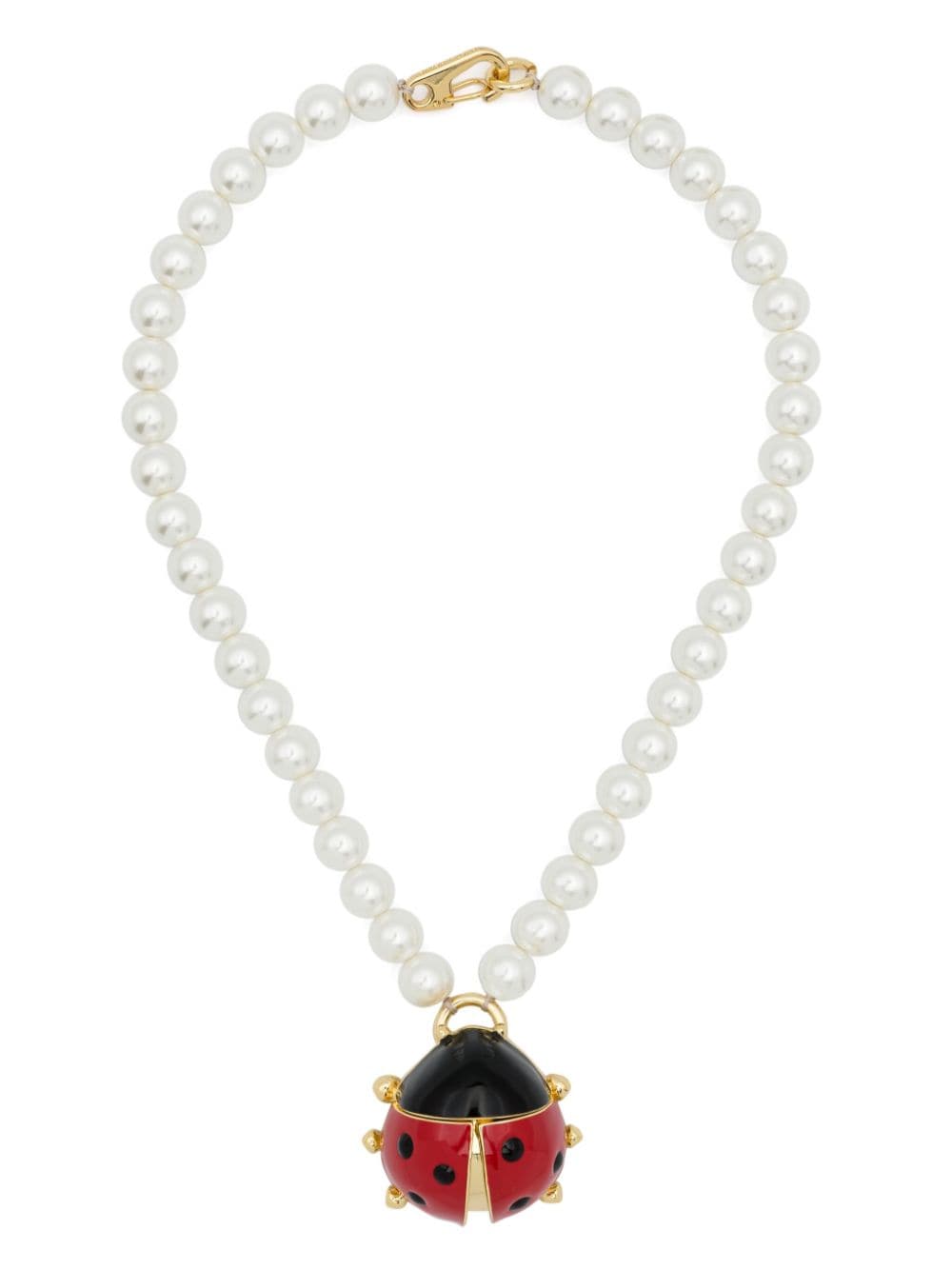 Bimba y Lola ladybug-pendant pearl necklace - White von Bimba y Lola