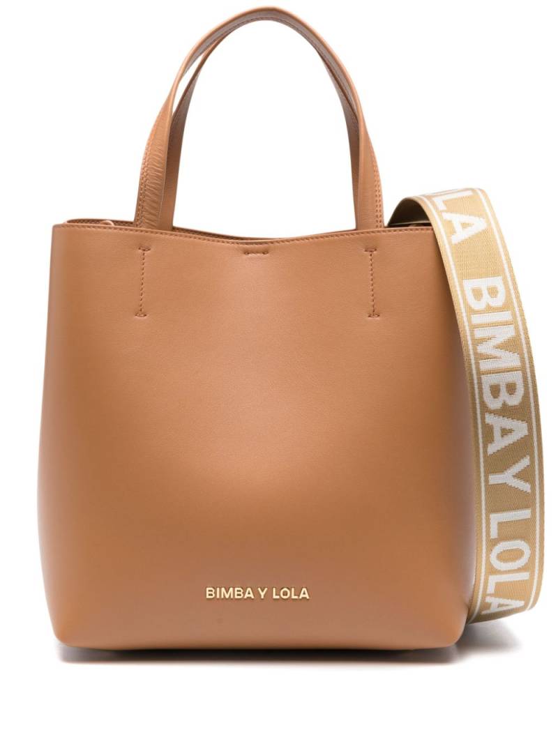 Bimba y Lola large Chihuahua leather tote bag - Brown von Bimba y Lola