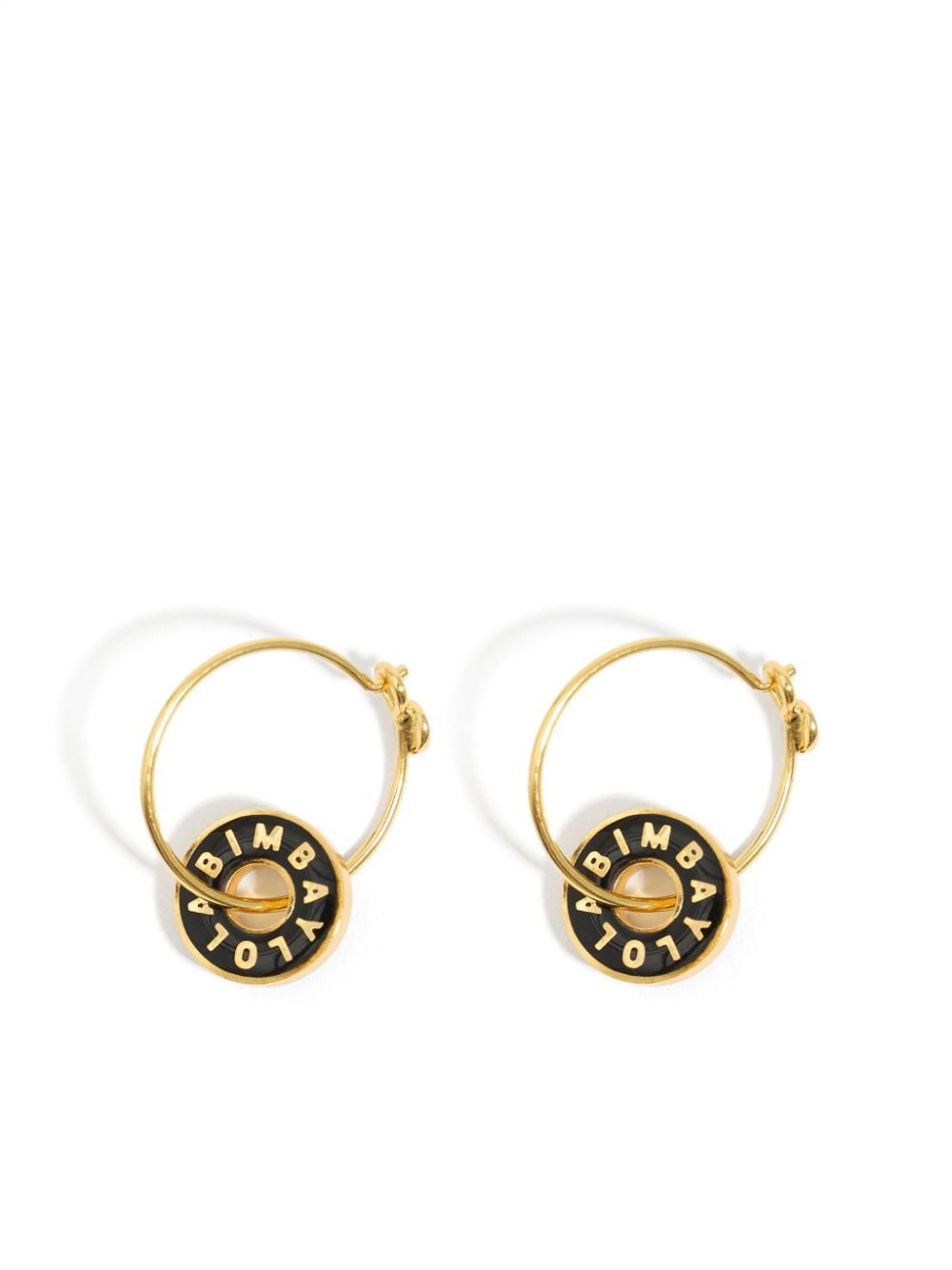 Bimba y Lola logo-charm hoop earrings - Black von Bimba y Lola