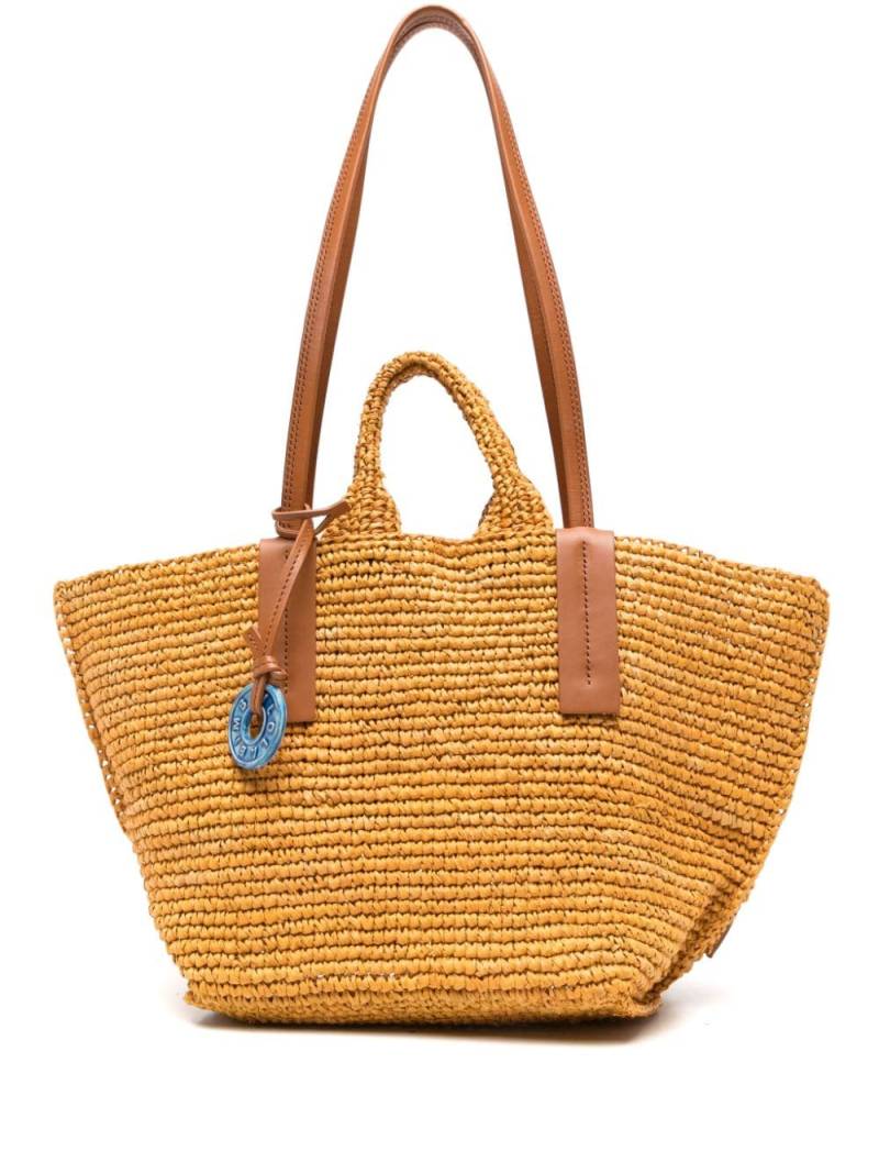 Bimba y Lola logo-charm raffia shoulder bag - Yellow von Bimba y Lola