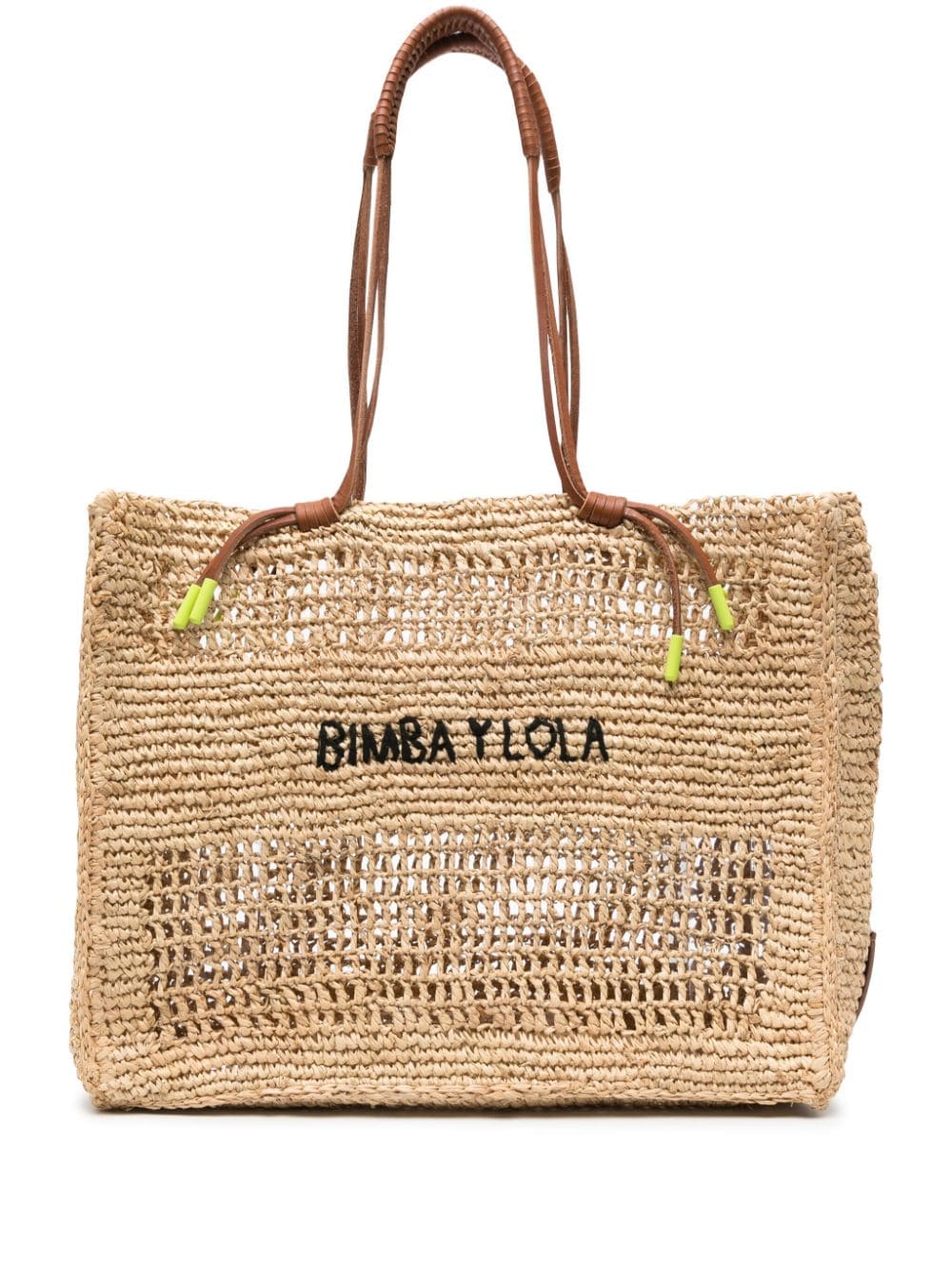 Bimba y Lola logo-embroidered raffia tote bag - Neutrals von Bimba y Lola