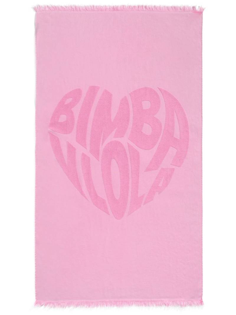 Bimba y Lola logo-jacquard cotton beach towel - Pink von Bimba y Lola